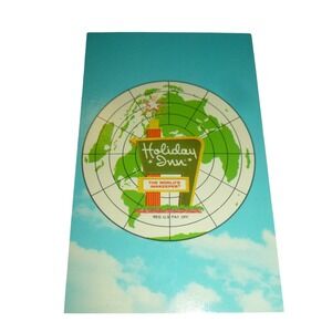 Vintage Holiday Inn Postcard O'Hare Kennedy Rosemont IL Great Sign World Map MCM